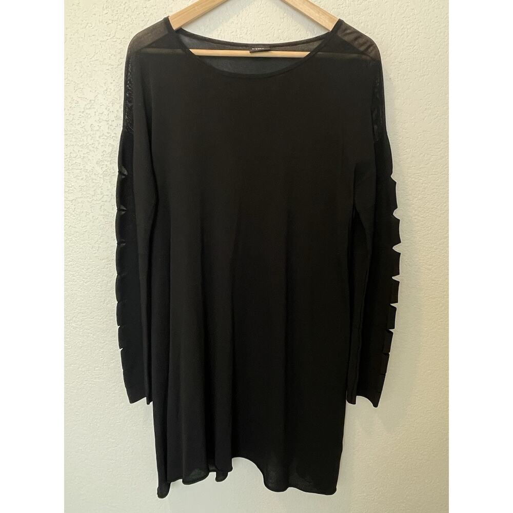 Bitte Kai Rand Sz L Black Tunic Pullover Sweater/Dress Cut Outs Mesh Lagenlook